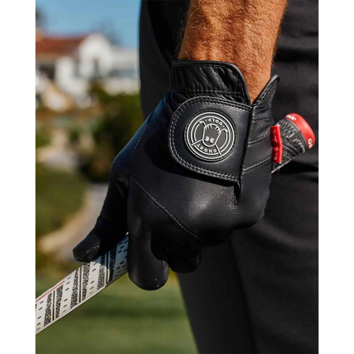 GHOSTGOLF Solid Color Golf Glove - Premium Soft AAA Cabretta Leather, Nonslip, Lightweight, Breathable, Quick-Dry, with Signature Pull Tab, Golf Equipment for Adult Golfers, Gloves