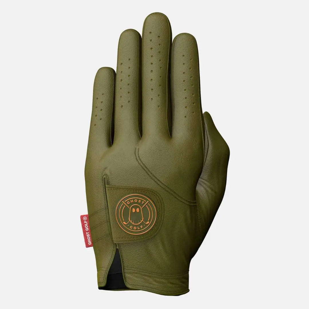 GHOSTGOLF Solid Color Golf Glove - Premium Soft AAA Cabretta Leather, Nonslip, Lightweight, Breathable, Quick-Dry, with Signature Pull Tab, Golf Equipment for Adult Golfers, Gloves