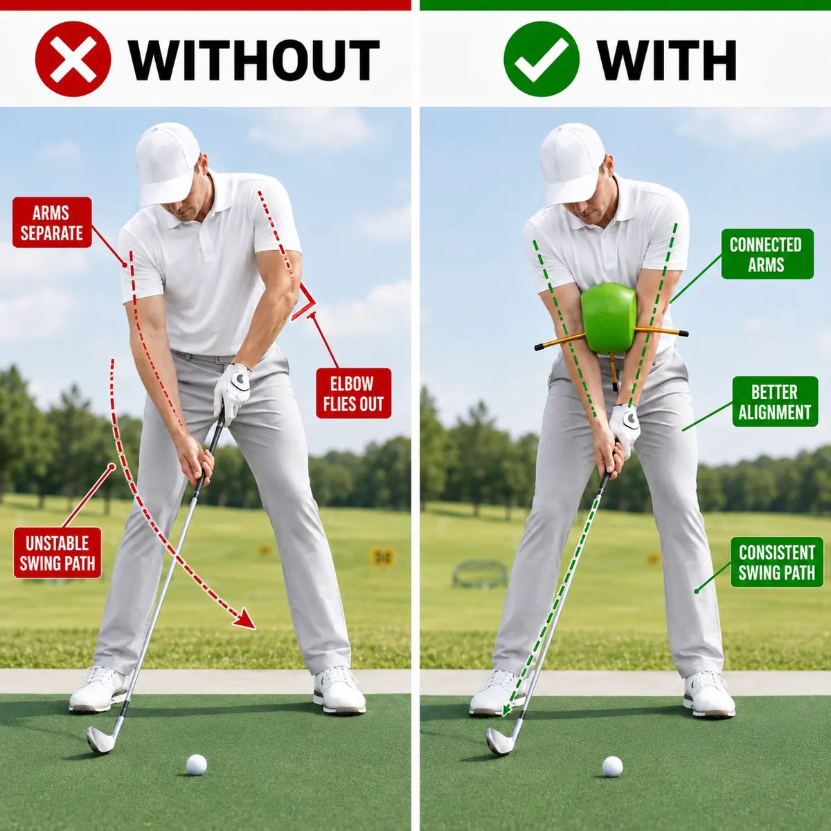 Golf Swing Trainer Ball, Arm Connection Training Aid for Better Posture, Swing Control & Consistency, Golf Practice Tool for Men & Women